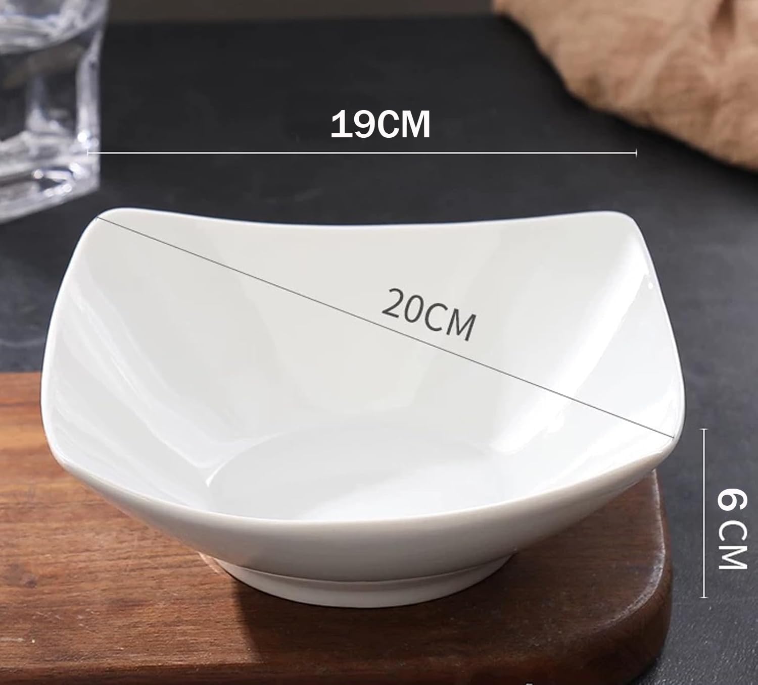 Juego de ensalada TuYines 4, juego de cuencos de ensalada de porcelana, blanco, plato profundo para pasta y espaguetis, cuenco de cereales apto para microondas, cuenco para servir ensaladas, sopas