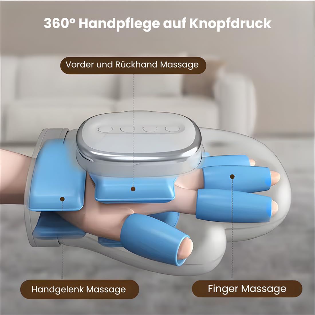 Kabelloses Handmassagegerät mit Wärme & Kompression – 5 Intensitätsstufen, ergonomisch, gegen Arthrose, Karpaltunnelsyndrom & steife Finger