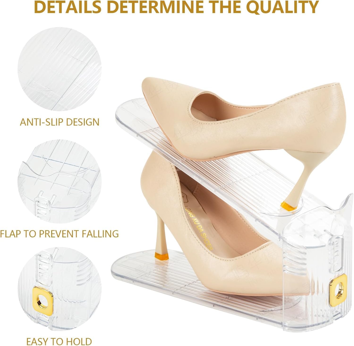 Shoe Slots Organizer,Adjustable Shoe Stackers,20 Pack Shoe Space Savers,Shoe Storage Holder for Closet,Transparent