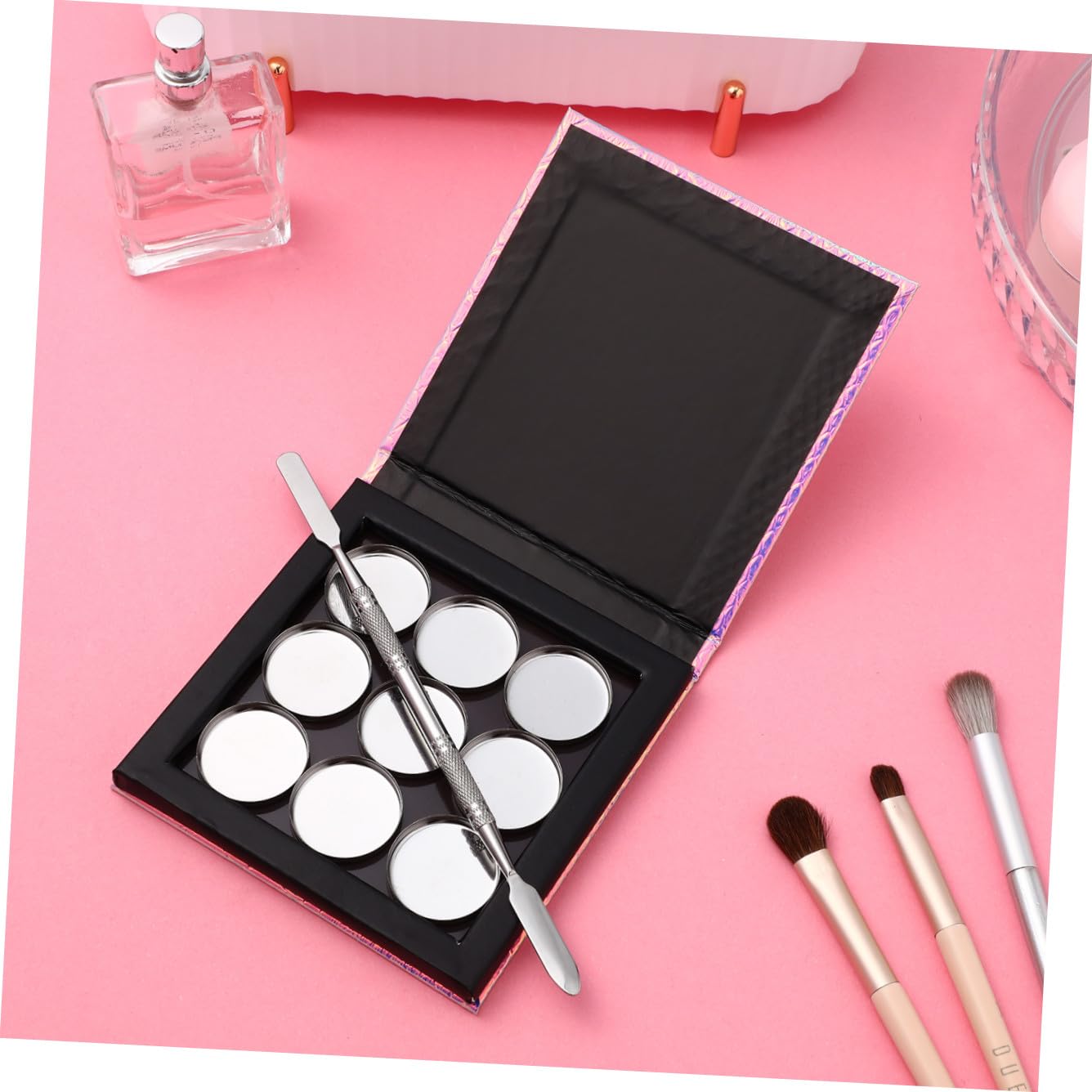 FOMIYES 3 Set vassoio per il trucco vuoto fard che cambia colore ombretto ricaricabile arrossire make up rossetto tavolozza di ombretti tavolozza di cosmetici Metallo palette di ombretti