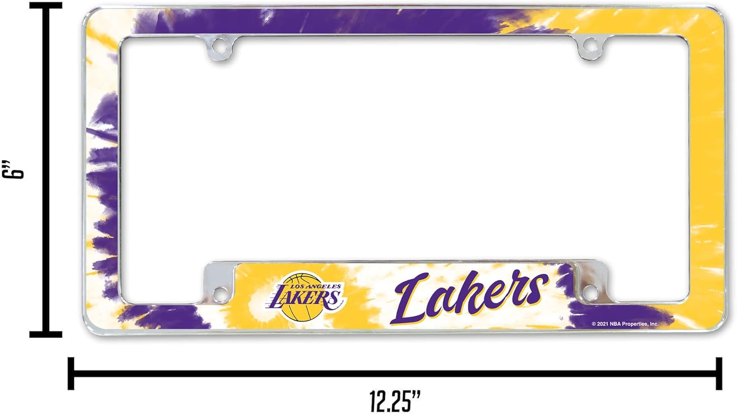NBA Basketball Primary 12" x 6" Chrome All Over Automotive License Plate Frame for Car/Truck/SUV