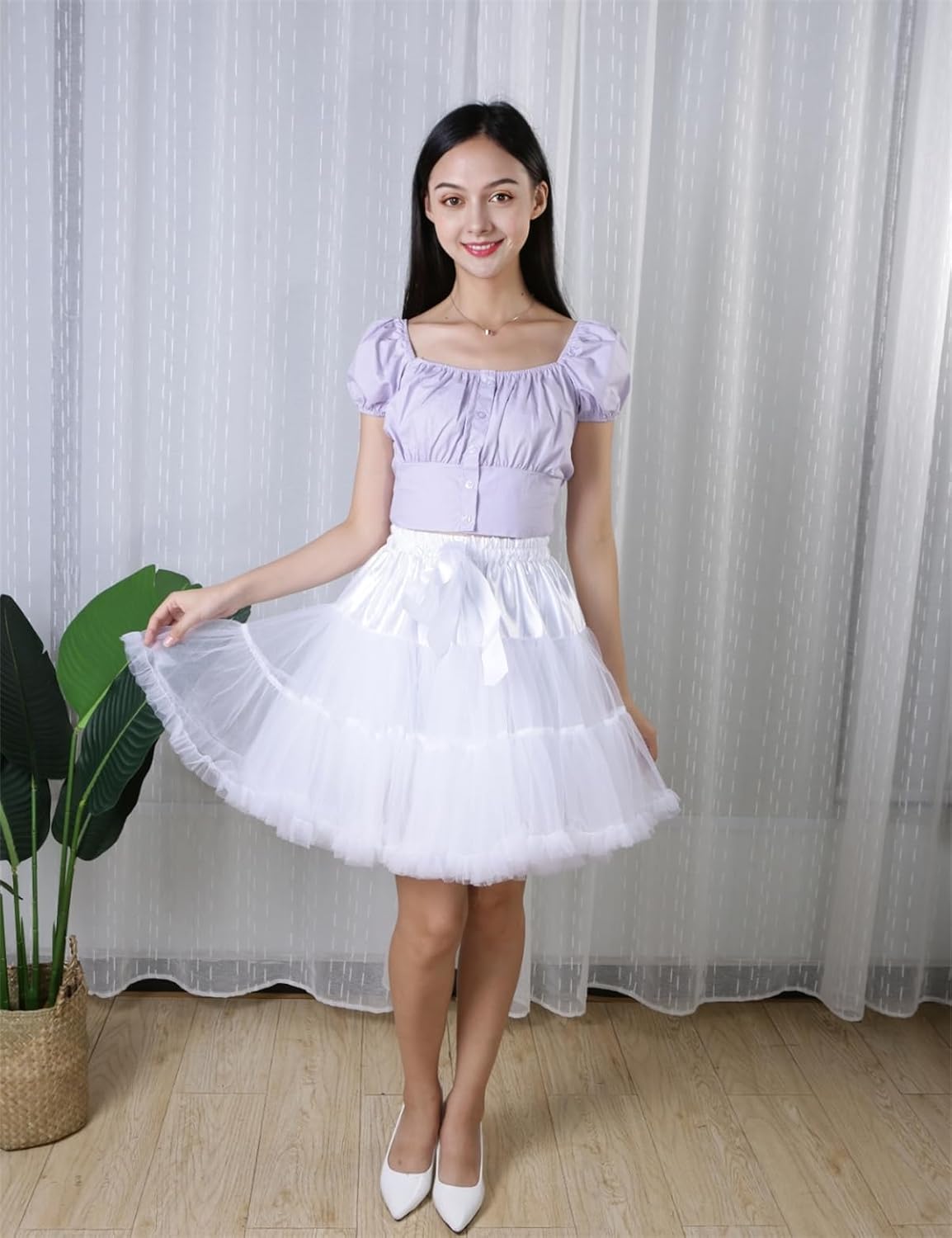 CHERRY LOVE Mid-Thigh Tutu Skirt Princess Puffy Skirt Both a Petticoat Slips