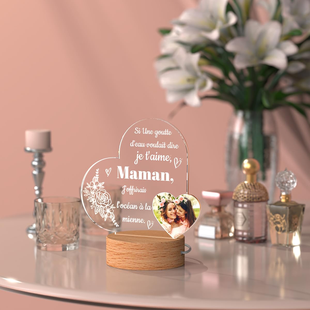Veilleuse En Acrylique Gravée Regalos Para Mamá, Cadeau De Fête Des Mères Pour Maman, Cadeau D'anniversaire Pour Maman Espagnole, Cadeaux Pour Maman De La Part De Sa Fille Et De Son Fils