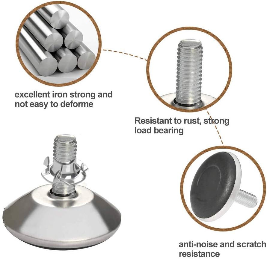 UniFine 12pc Adjustable Leveling Feet M8x40x15mm Adjustable Foot