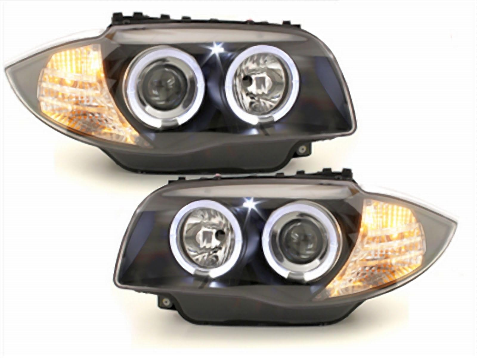 LED Angel Eyes Scheinwerfer Set für BMW 1er E87 E81 E82 E88 2004-2011 schwarz