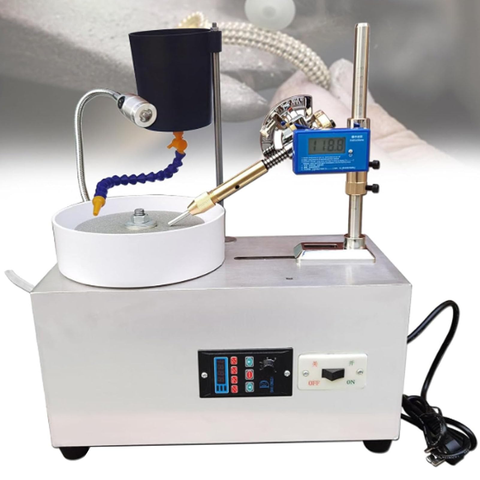 Machine à facettes de pierres précieuses, 2800 tr/min, équipement de lapidairerie pour bijoux, meuleuse plate en jade, machine de polissage de pierres précieuses à facettes en acier inoxydable