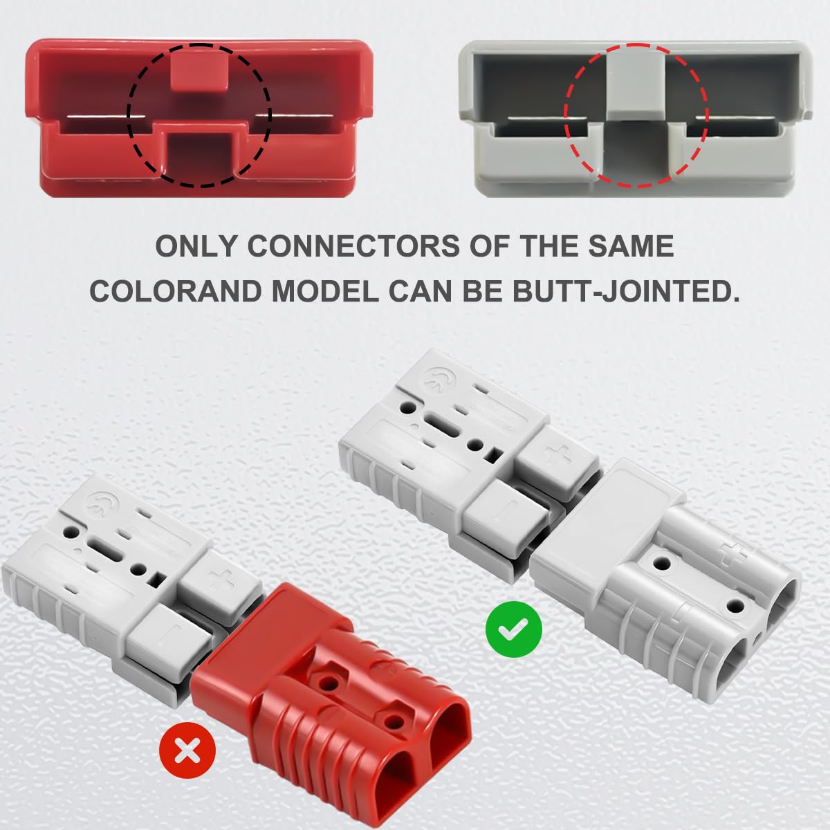 Batterieanschluss 50A 600V Akku Steckverbinder Schnellanschluss Stecker 10 AWG O-Ring 1m Kabel Ladestecker Quick Connect Batterie für Winch oder Trailer, Auto - 2er-Pack