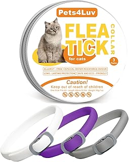 Pets4Luv Floh & Zecken Halsband für Katzen mit natürlichen ätherischen Ölen | Bis zu 8 Monate Langzeitschutz | Wasserdicht & Verstellbar (bis 48cm) | 3er Pack product image