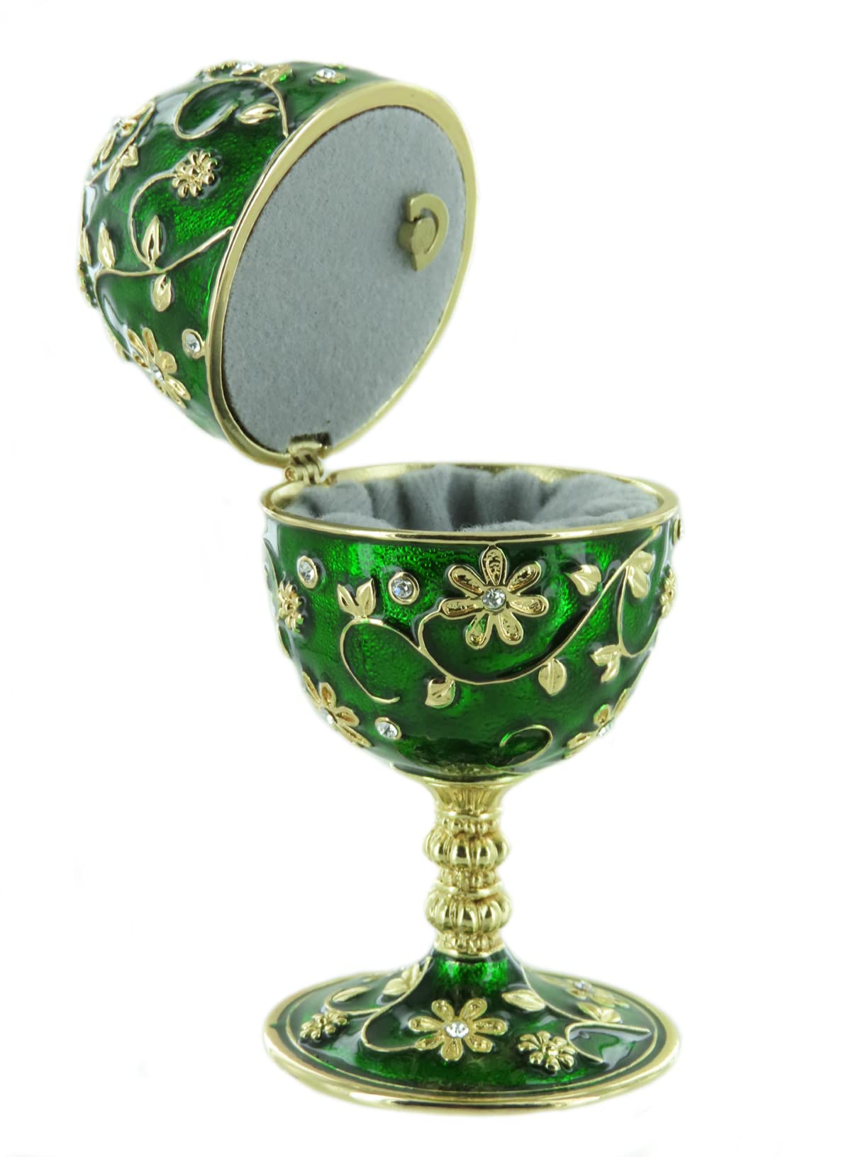 Lutèce Créations Musikalisches Ei/Schmuckei im Fabergé-Stil aus Metall mit Spieluhr, Vergoldungen, Strasssteinen und 18-Ton-Federspielwerk - Blumenwalzer (P. I. Tschaikowski)