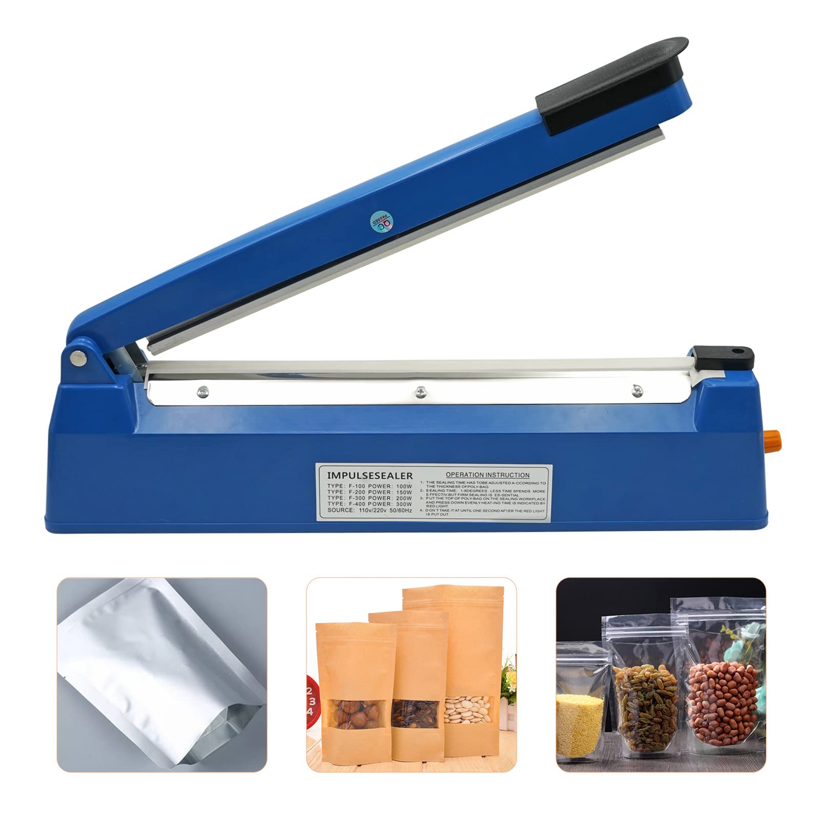 MOGOULUA 200mm Heat Sealer for Mylar 8" Portable Foil Sealer Heat Sealer Machine for Heat Seal Bags Food Heat Press Sealer for PP and PE Bag 3mm Seal Width Bag Sealer with 8 Gear Temperature Control