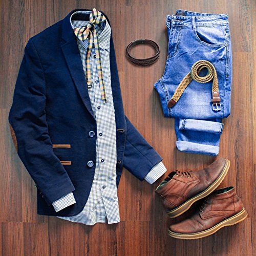 Murtoo Mens Leather Bracelet Cowhide Multi-Layer Braided Leather Mens Bracelet (Brown, 7.5") #TOP3