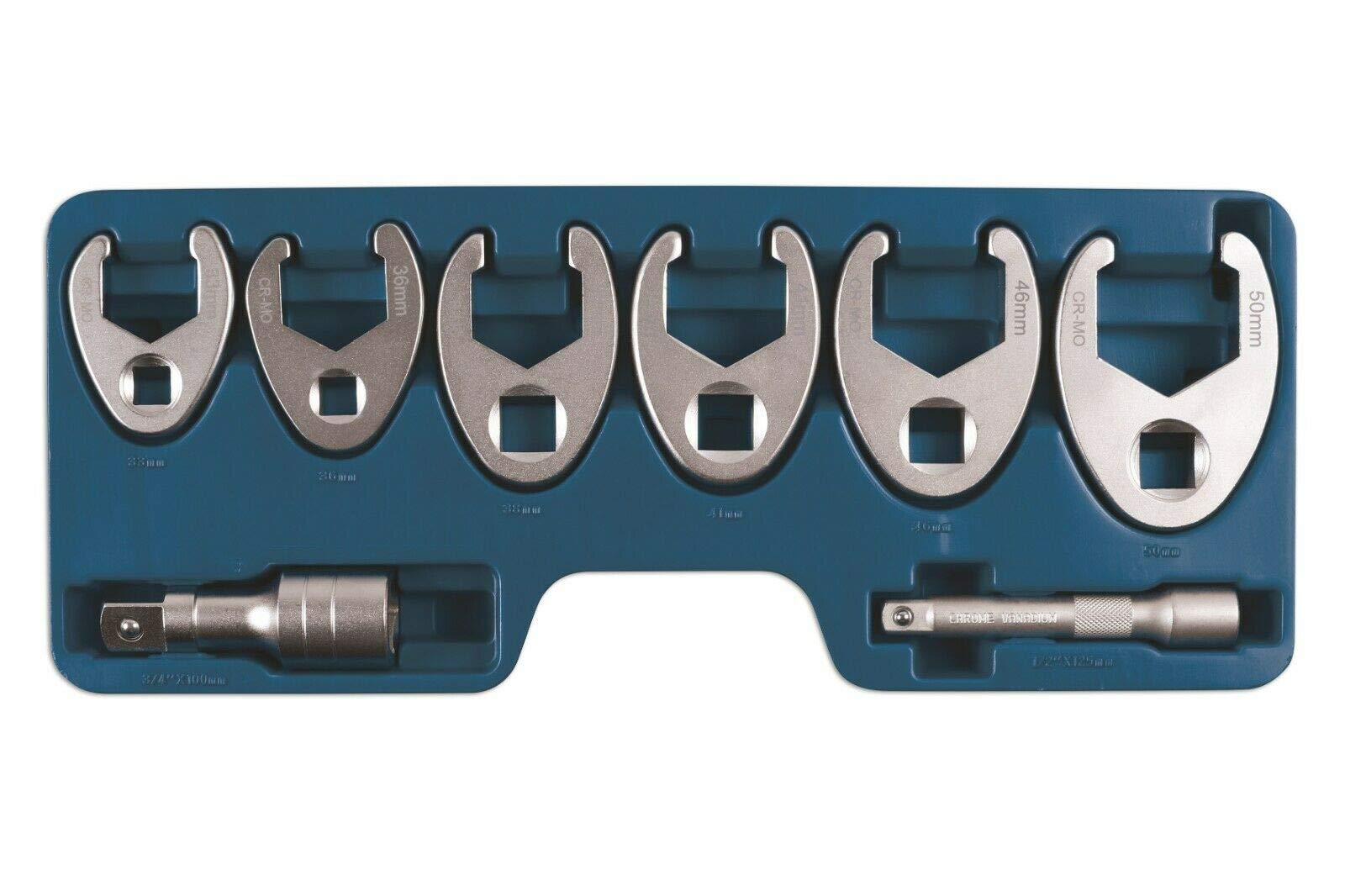 Laser 7476 Crows Foot Wrench Set 1/2"D, 3/4"D 8pc, Chrome - Image 3