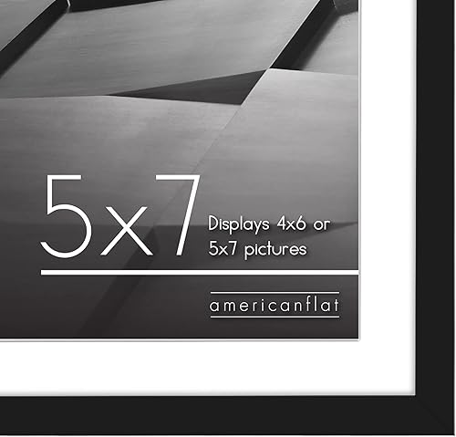 Miniatura 7 de Americanflat Portarretratos de 5 x 7 pulgadas, color negro, juego de 2 unidades, para uso como marco de fotos de 4 x 6 pulgadas con paspartú o marco