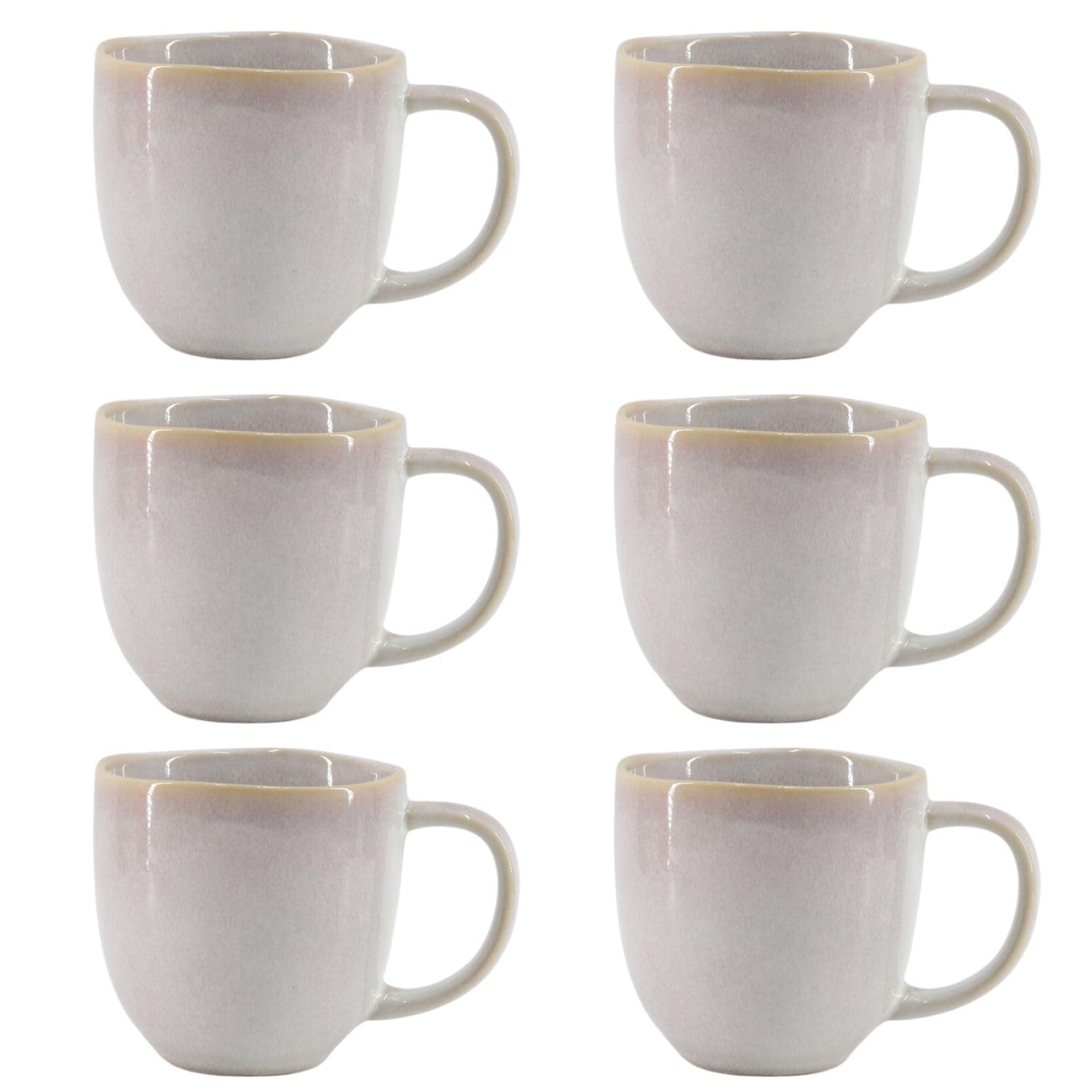 Brigros Wehome - Set da 6 Tazze Colazione in Ceramica, Lavorate a Mano, 6 x 350 ml, Tazze Mug per Colazione, Tazze da Caffè, Tazze Cappuccino, Tazze da The (Glicine)