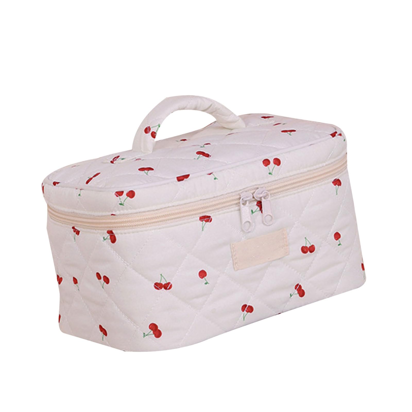 MICFENY Lovely Bowknot Quilted Makeup Bag Large Capacity Travel Cosmetic Organizers for Women and Ladies Aesthetic Storage