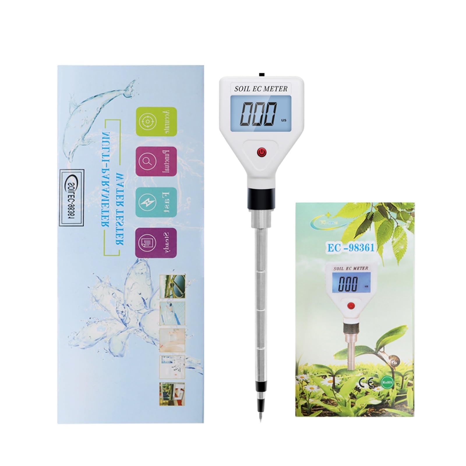 EC-98361 Digitales Bodenmessrät EC-Feuchtigkeits-Säuretester Pflanzenbodentester-Kit Wasserqualitätsmonitor for Blumen-Aquariumwasser