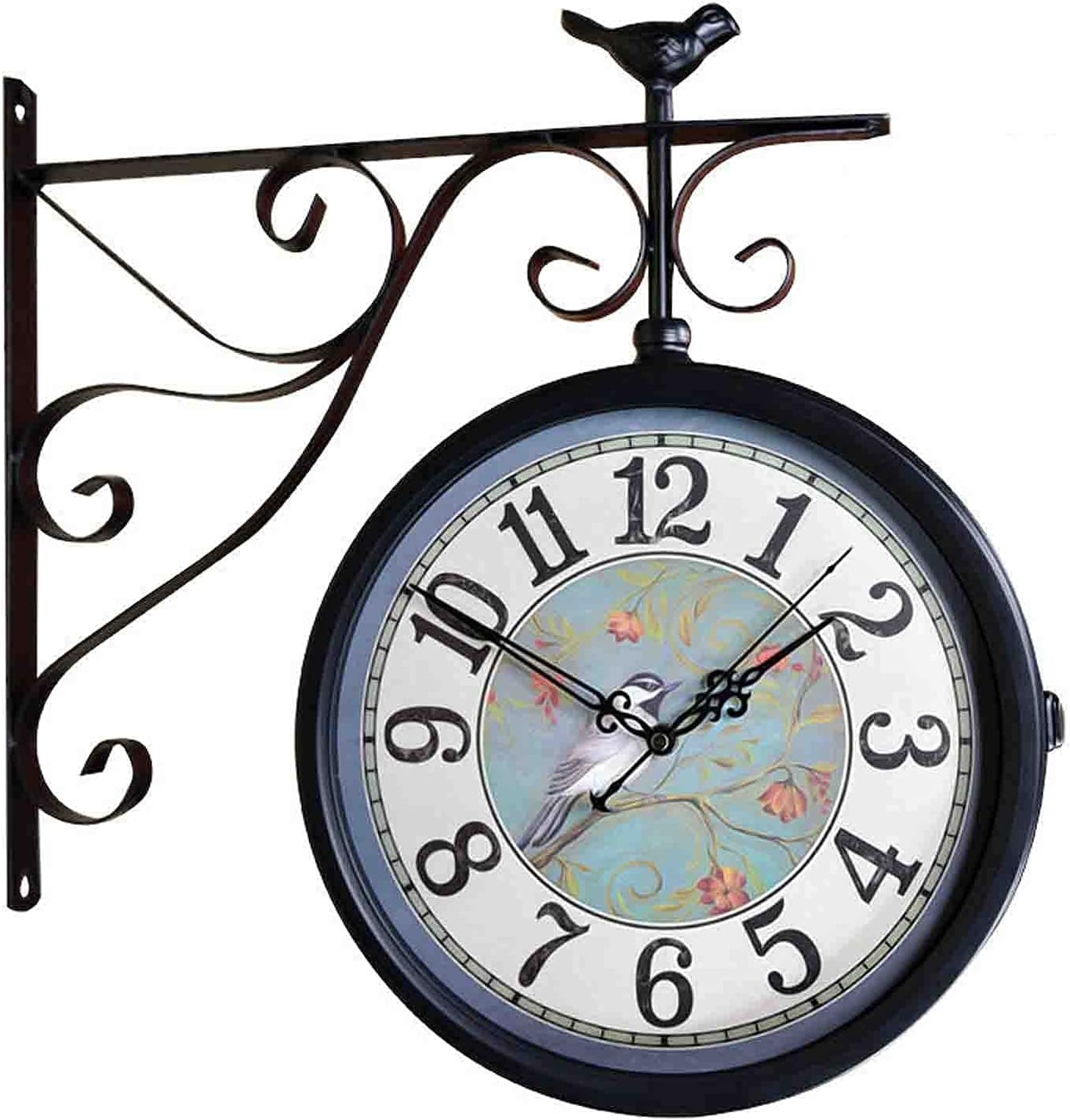Outdoor Garden Wall Clock Hanging Wall Clock Iron Retro Antique Metal Wall Clock for Outdoor Decorative Wall Art Decor Home Office Clock Silent Kitchen - Decorative Wall Clocks