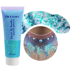 Sky Blue Body Glitter,Concerts Music Festival Rave Accessories,Face Glitter Gel Makeup Sequins Glitter for Face Paint Eye Lip Hair Sparkling,Face Gems Jewels Gel for Party Rave Festival,50ml