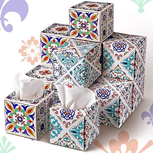 Marsui 12 Packs 960 Sheets Facial Tissues Cube Box Tissue Paper Box 80