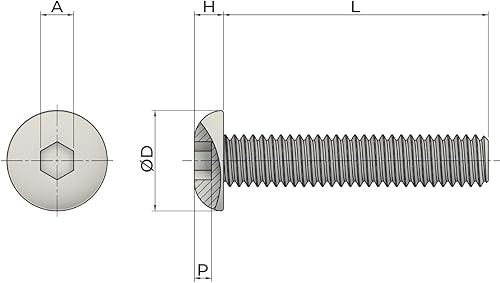 Miniatura 5 de Fullerkreg, 100 tornillos de cabeza de botón M4-0.028 x 0.315 in, acero inoxidable 18-8, Allen Hex Drive, ISO 7380, vienen en una caja de plástico