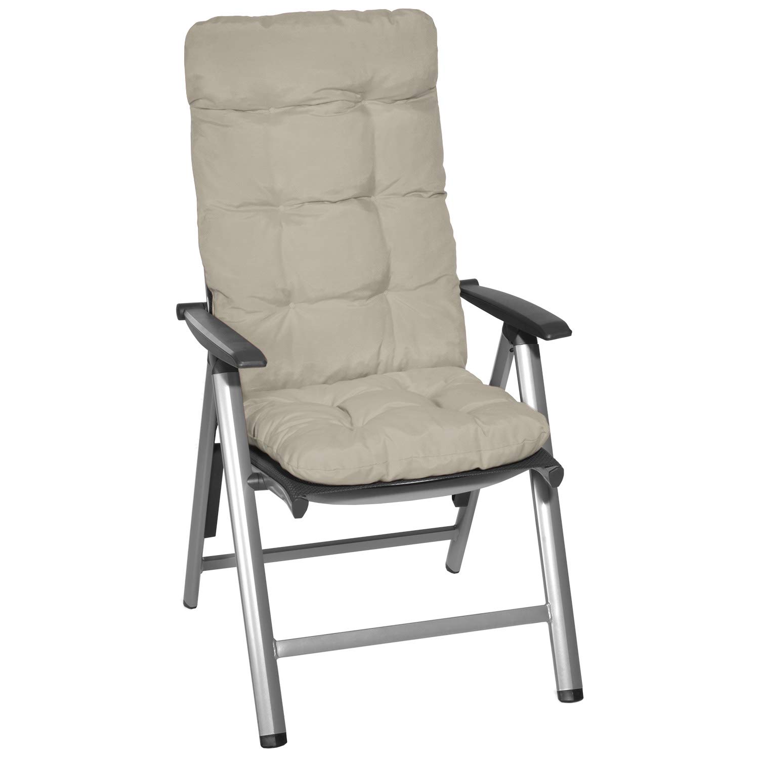 Beautissu Set di 4 Cuscini per Sedia a Sdraio Flair HL 120x50x8cm Extra Comfort per sedie reclinabili, spiaggine e poltrone - Beige