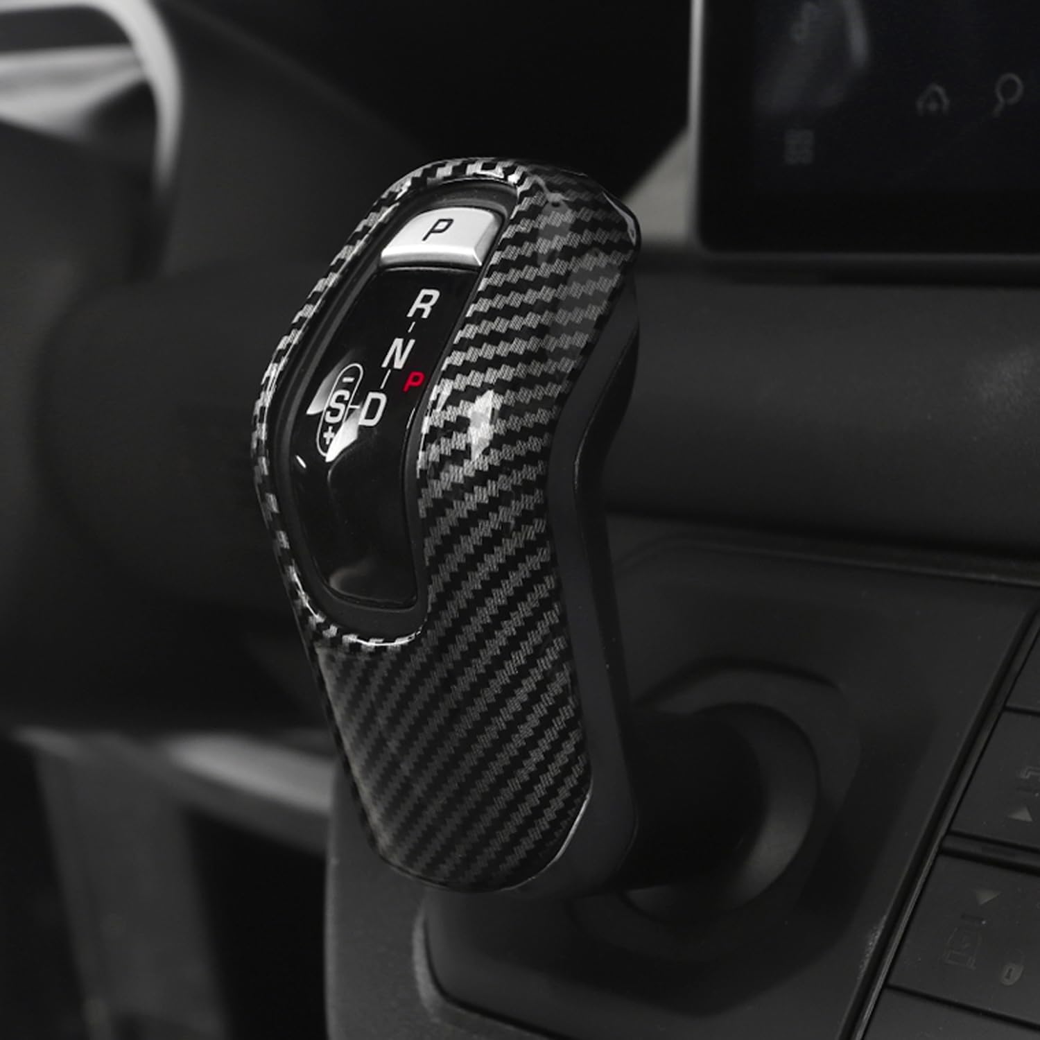 for Land Rover Defender 110 2020-2023 Carbon Fiber Black Gear Shift Knob Shifter Cover Trim 1pcs Car Accessories