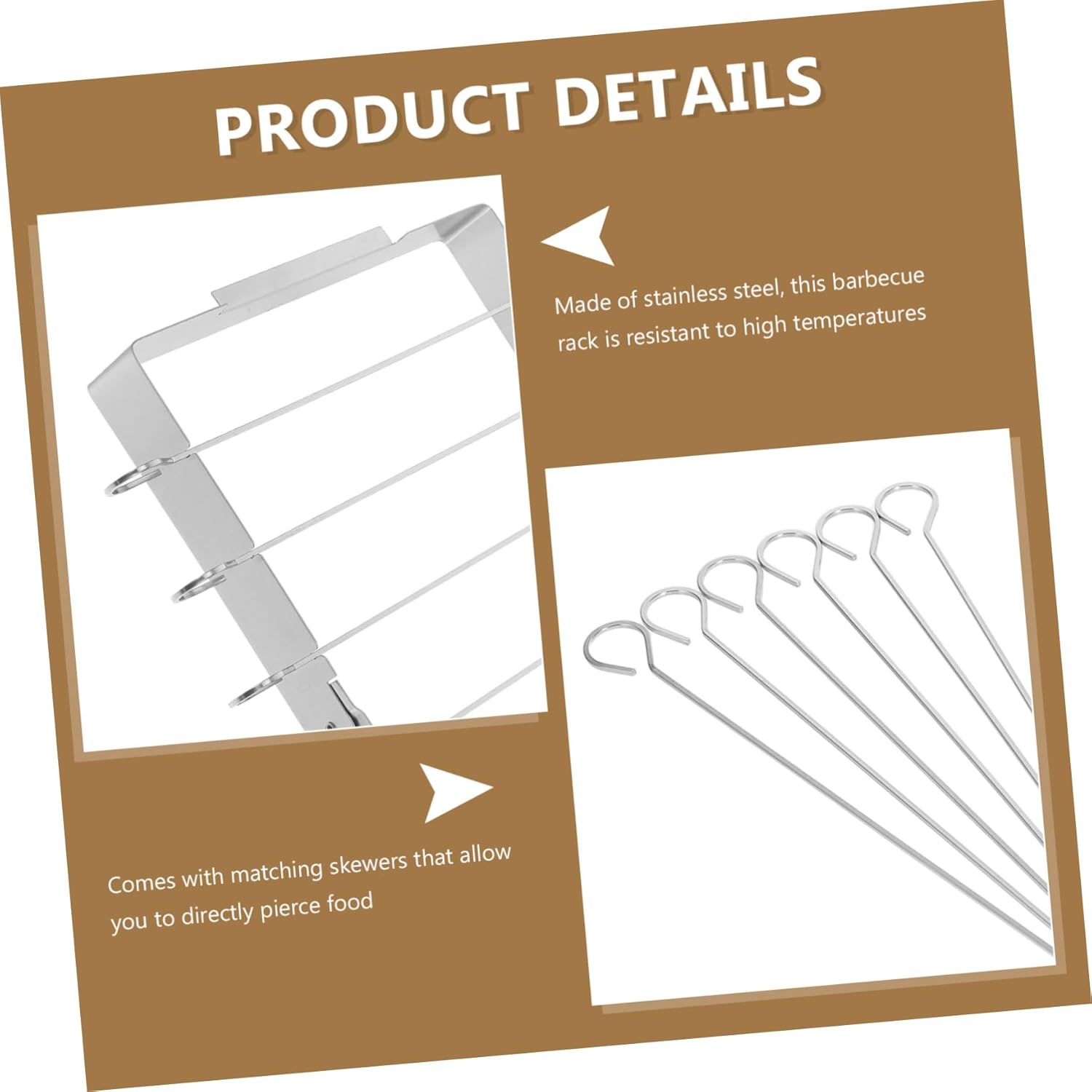 2PCS Stainless Steel Foldable BBQ Skewer Rack with Reusable Metal Skewers for Outdoor Grilling Kabob Holder for Meat and Vegetables