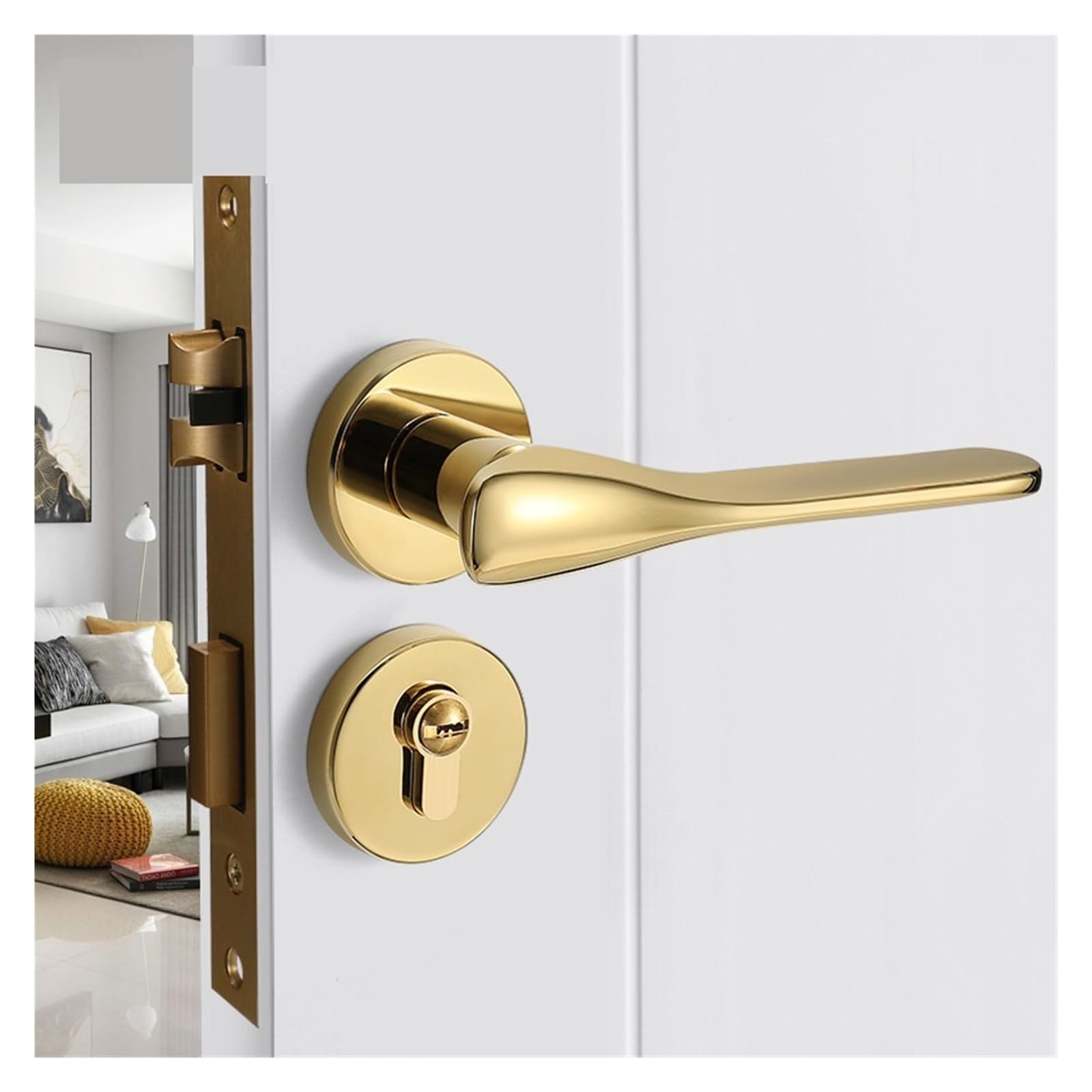 Serrure de porte de chambre luxe or français 58 Silent Lock