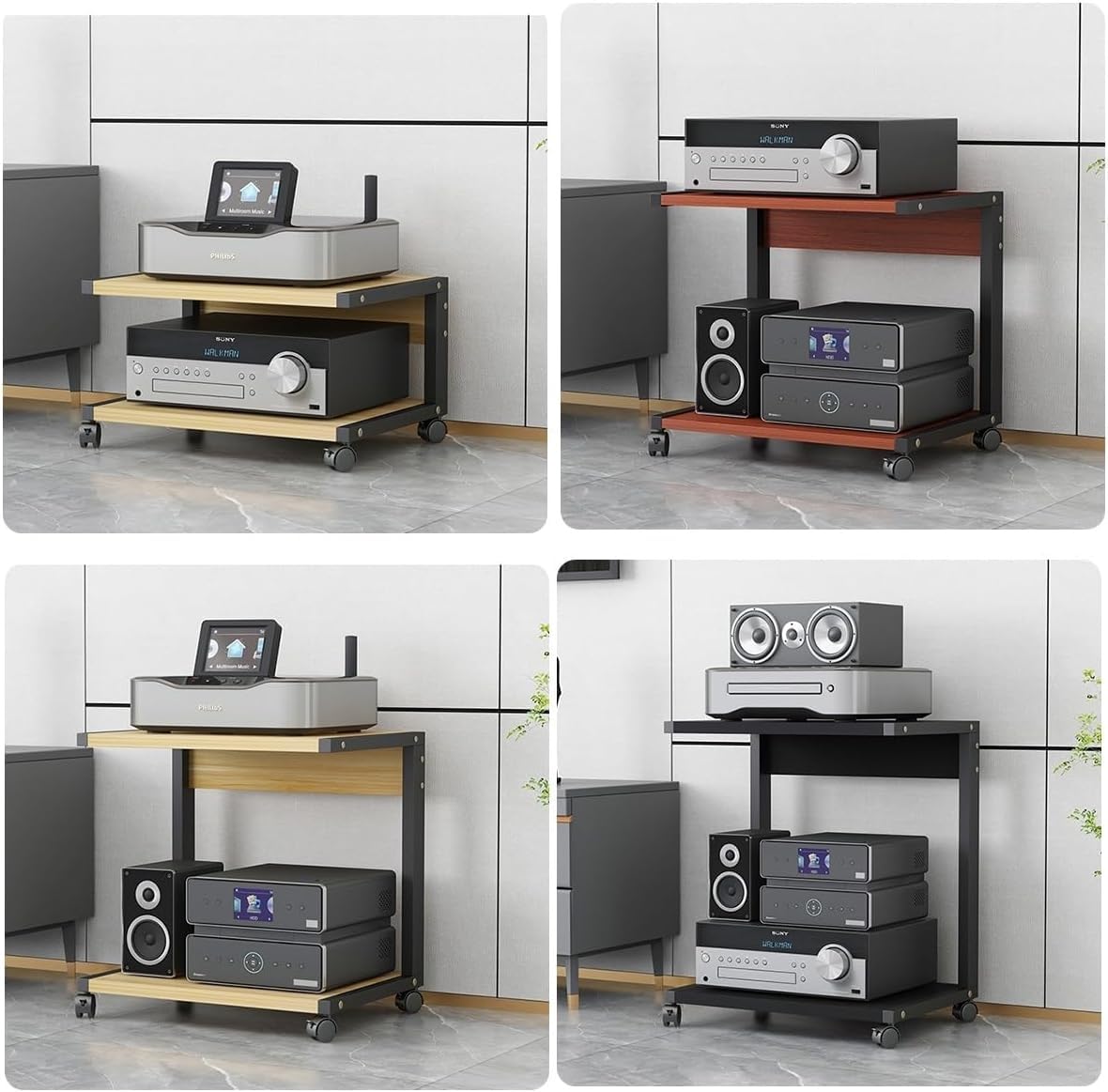 Stojak na sprzęt audio-wideo, Szafka na sprzęt audiowizualny wielokolorowa wys. 35-65 cm(Black,H50cm/19.7in)