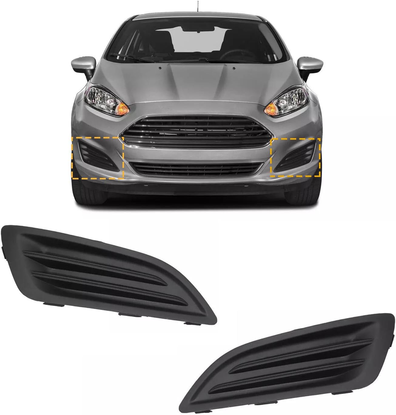 GearUp 1 Pair Front Driving Fog Light Bezel Cover for Ford Fiesta 2014-2019 Replaces D2BZ15266AA, D2BZ15266BA