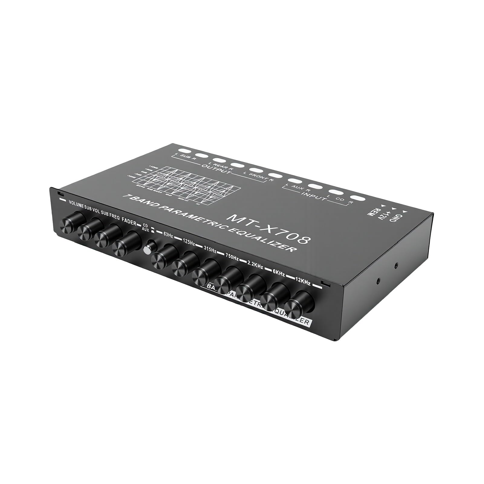 Tbest Equalizzatore per Auto a 7 Bande con Uscita Subwoofer 12V Sei