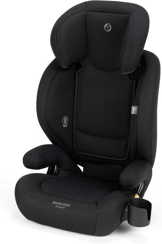 Maxi-Cosi RodiSport Kids Booster Car Seat, High-Back, Backless Booster, 10-Position Headrest, Easy Latch System, Reclining Chair, Belt Guide, Fits 40-100 lbs, 43.4-57 in, Sea Shadow