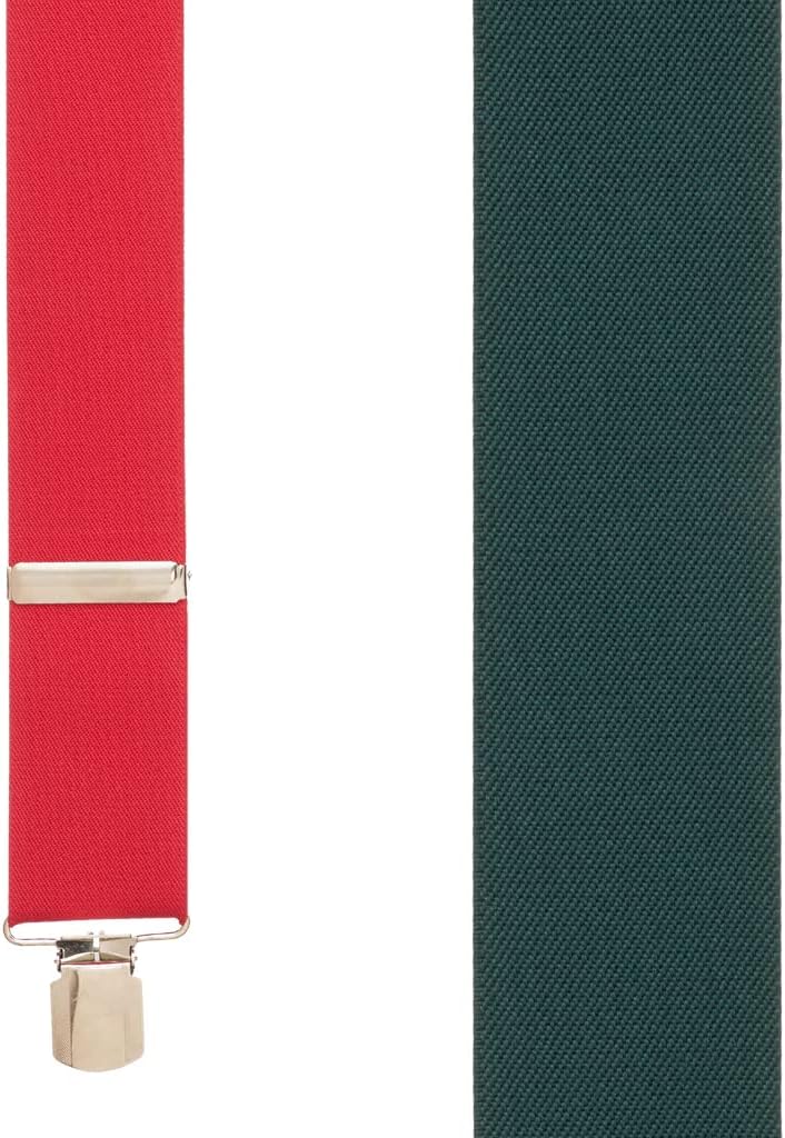 Suspender Store Novelty Red/Green Suspenders - 2 Inch Wide Elastic - X-Back - Pin Clip - 4 Sizes Including Big & Tall