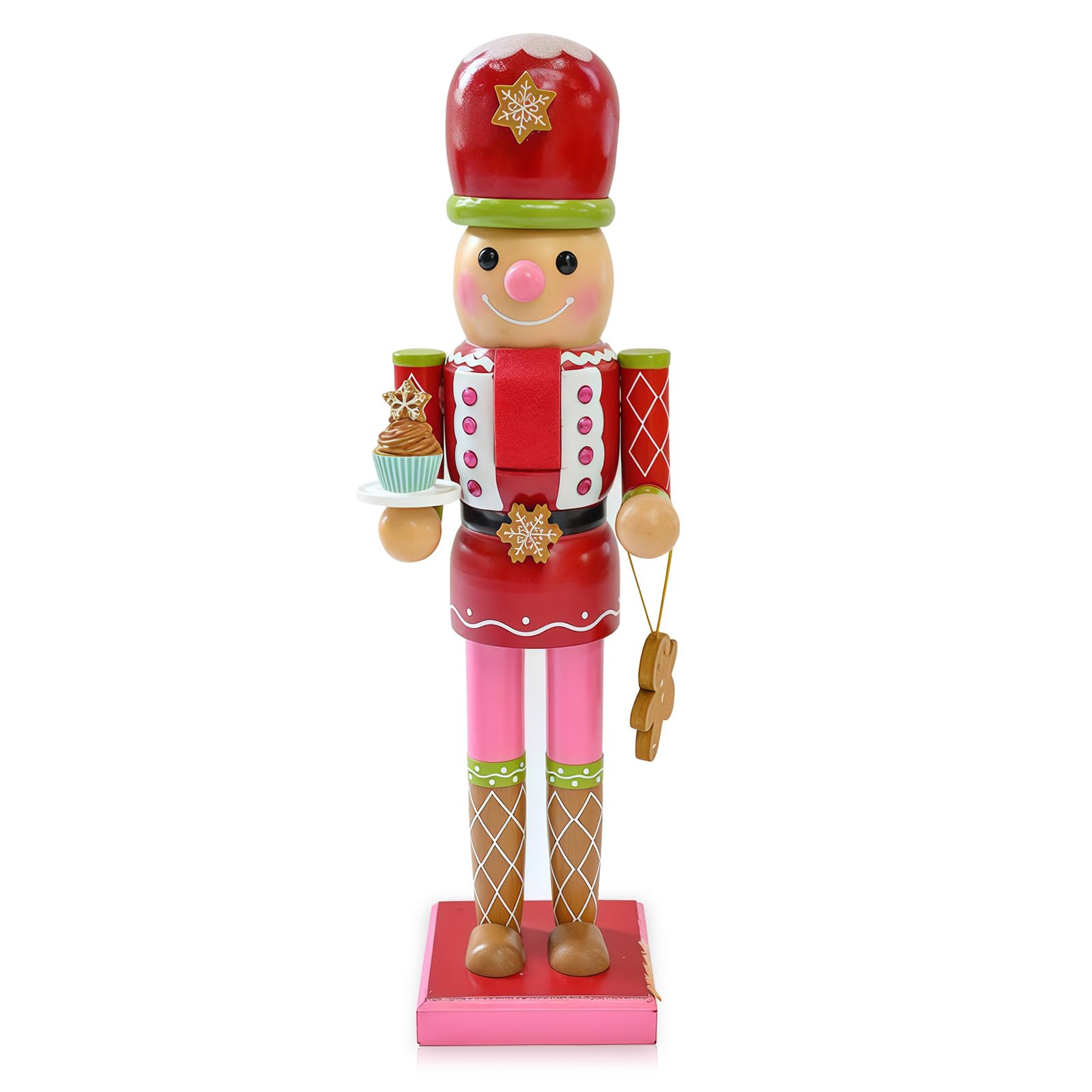 35cm Wooden Cookie Women Nutcracker Soldier Christmas Decorations,Large Christmas Nutcracker Figures Ornaments,Nutcracker Gifts Nutcracker Soldiers Puppet Doll for Tradition Xmas Present Indoor Decor