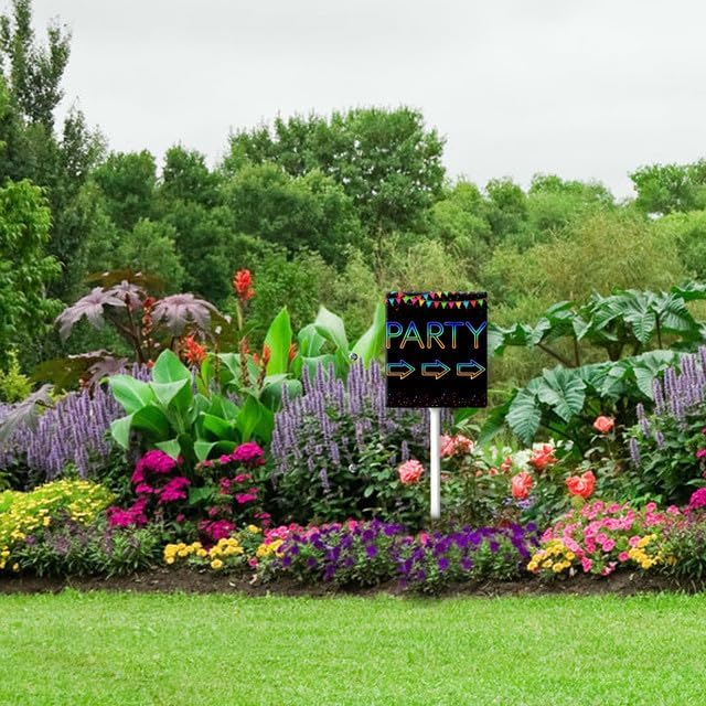 Miniatura 6 de KPSheng Party This Way - Letrero de metal direccional con estacas para cualquier ocasión, fiesta de cumpleaños, flecha para patio al aire libre, 4.6