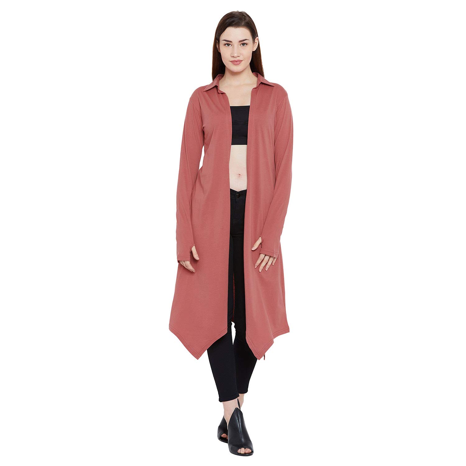 Rust Color Cotton Long Shrug for Women(HYPW02365)