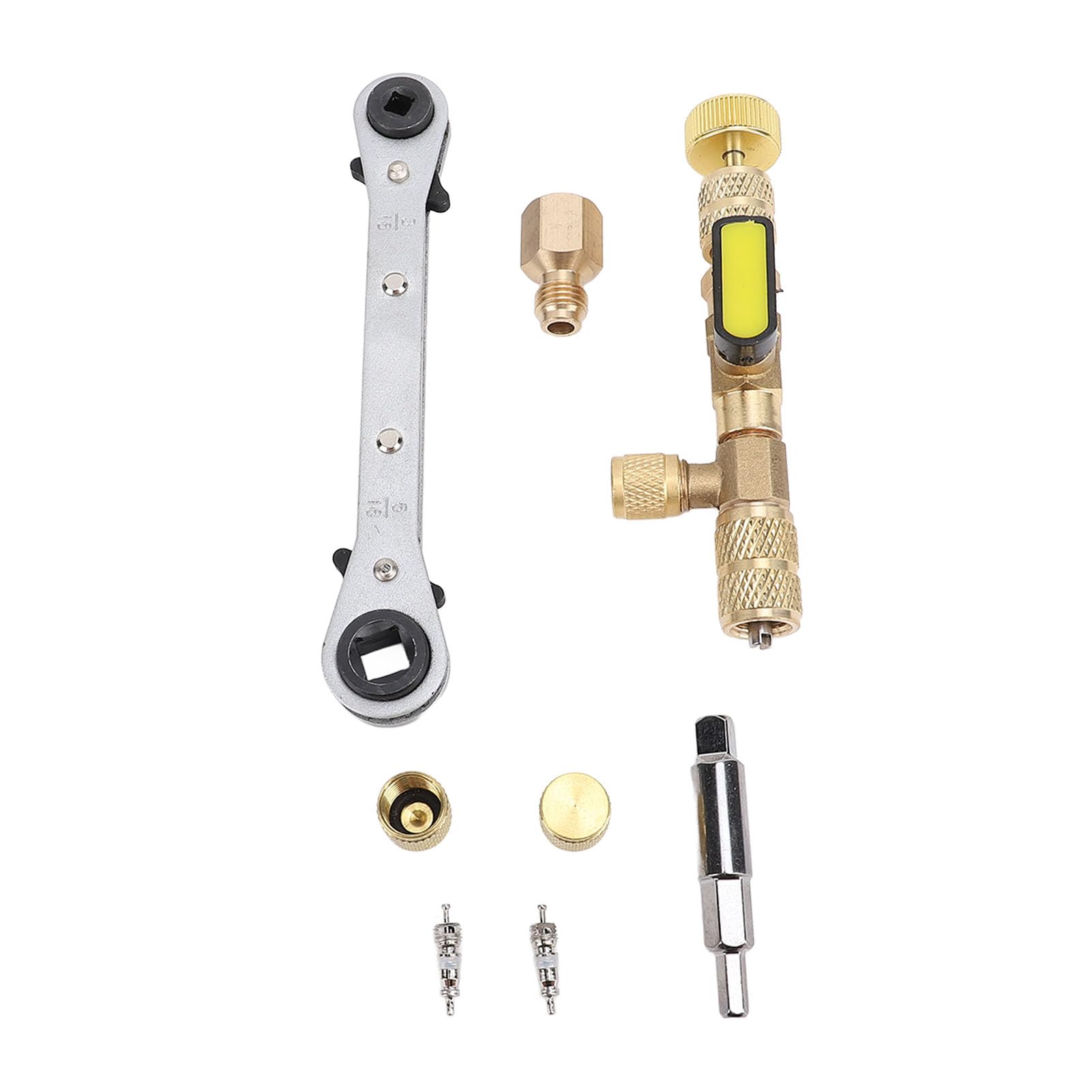 Outil de retrait de noyau de valve avec double taille SAE 1/4" et 5/16" Outil d'installation de retrait de noyau de valve pour système AC R22 R12 R407 R410 R404 R32 (Multifonctionnelle)