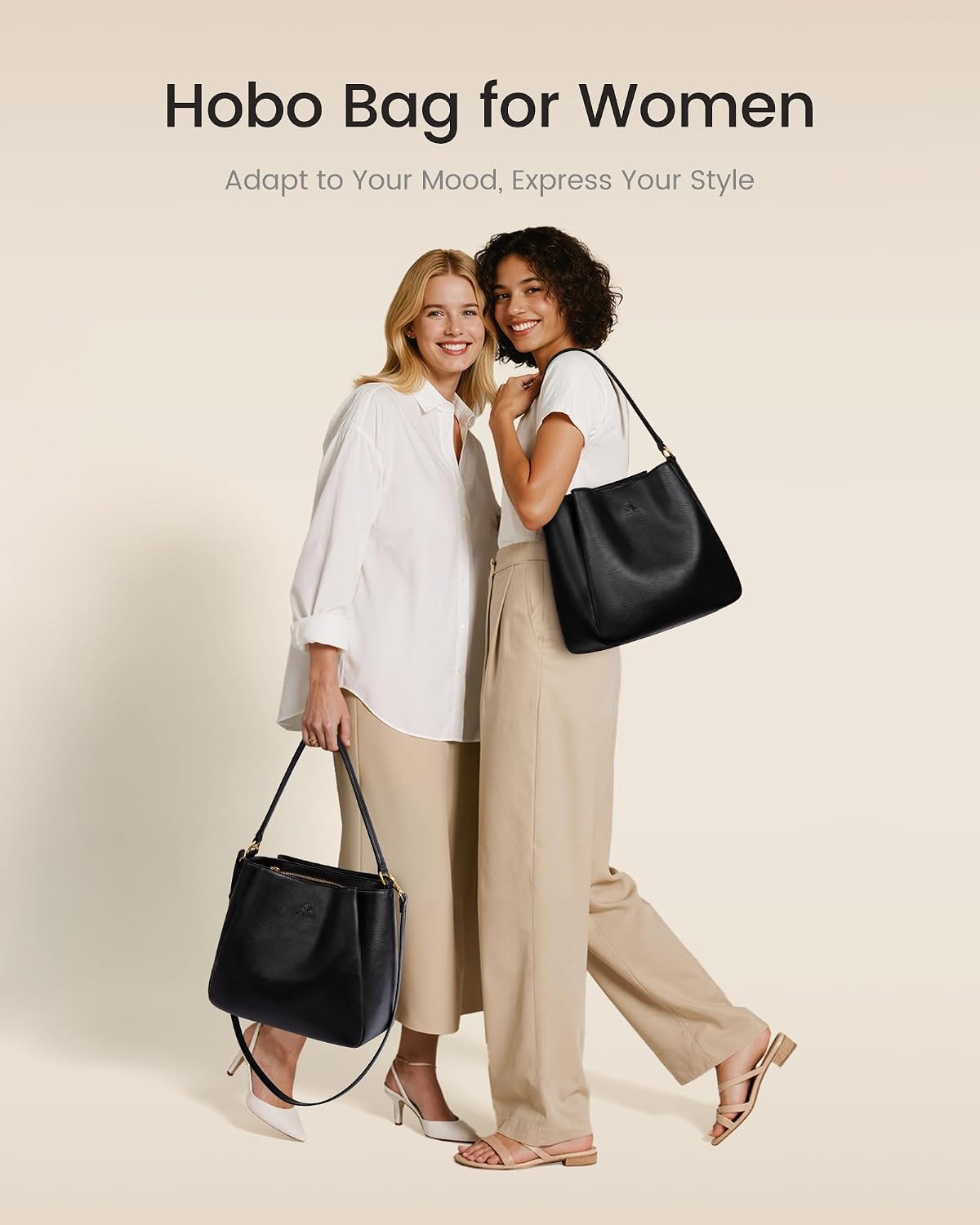 LOVEVOOK Hobo Bag for Women with Three Large Compartments Waterproof Shoulder Handbags Purse for Work Shopping Travel