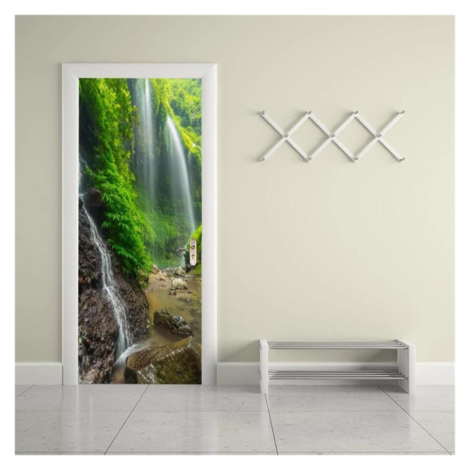 Sticker de porte cascade pour masquer une porte abîmée