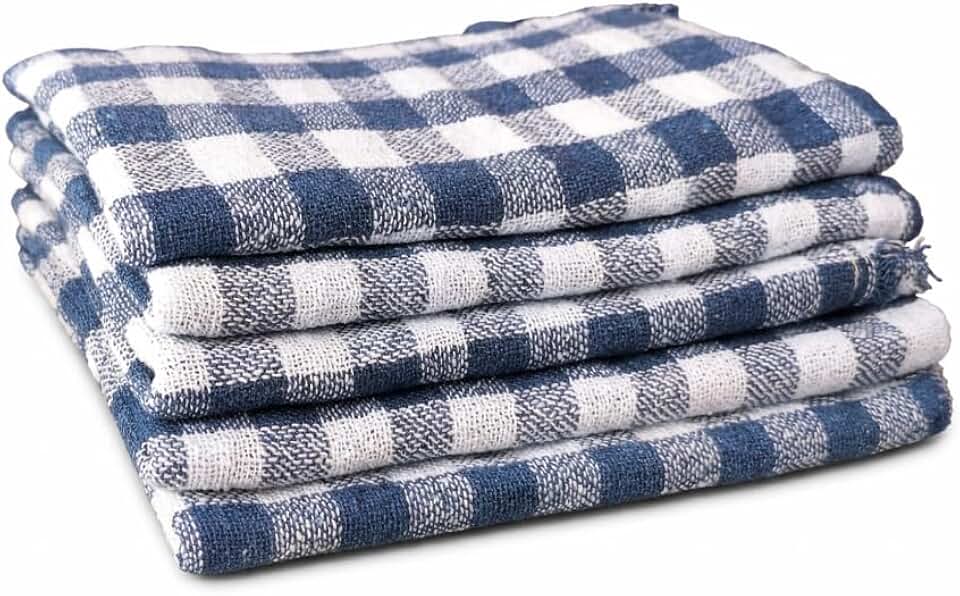 Kit com 5 Unidades de Panos de Chão Xadrez Algodão - Tecido Duplo Limpeza em Geral - Medidas 65cm X 45cm
