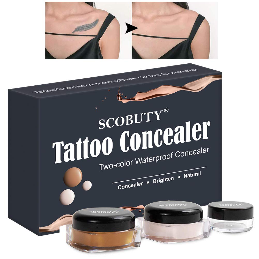 Tattoo Concealer,Waterproof Concealer,Scar Concealer,Concealer Cream,Two Colors Cover Up Make up Concealer Set to brighten skin colour (New packaging)