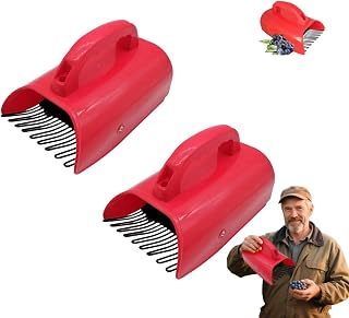Blueberry Picker, Berry Pickers and Rakes with Metal Comb and Ergonomic Handle for Easier Redcurrants and Blackcurrants Lingonberries Picking (1, Red)