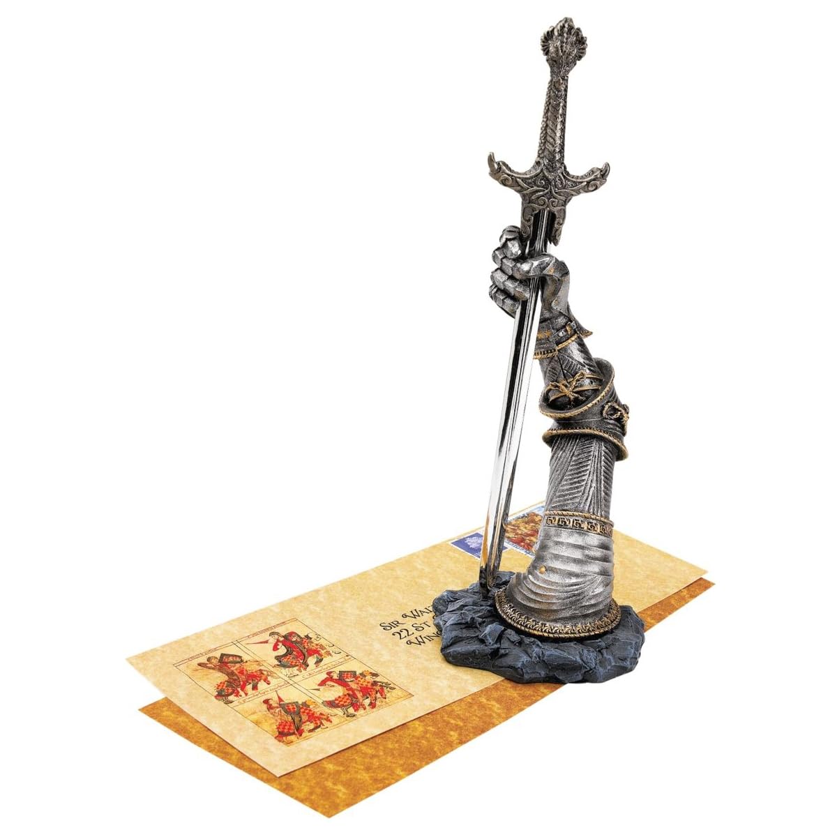 Design Toscano CL4118 King Arthur's Sword of Excalibur Letter Opener Desk Accessory Statue, 25.5 cm, Polyresin, Pewter Finish