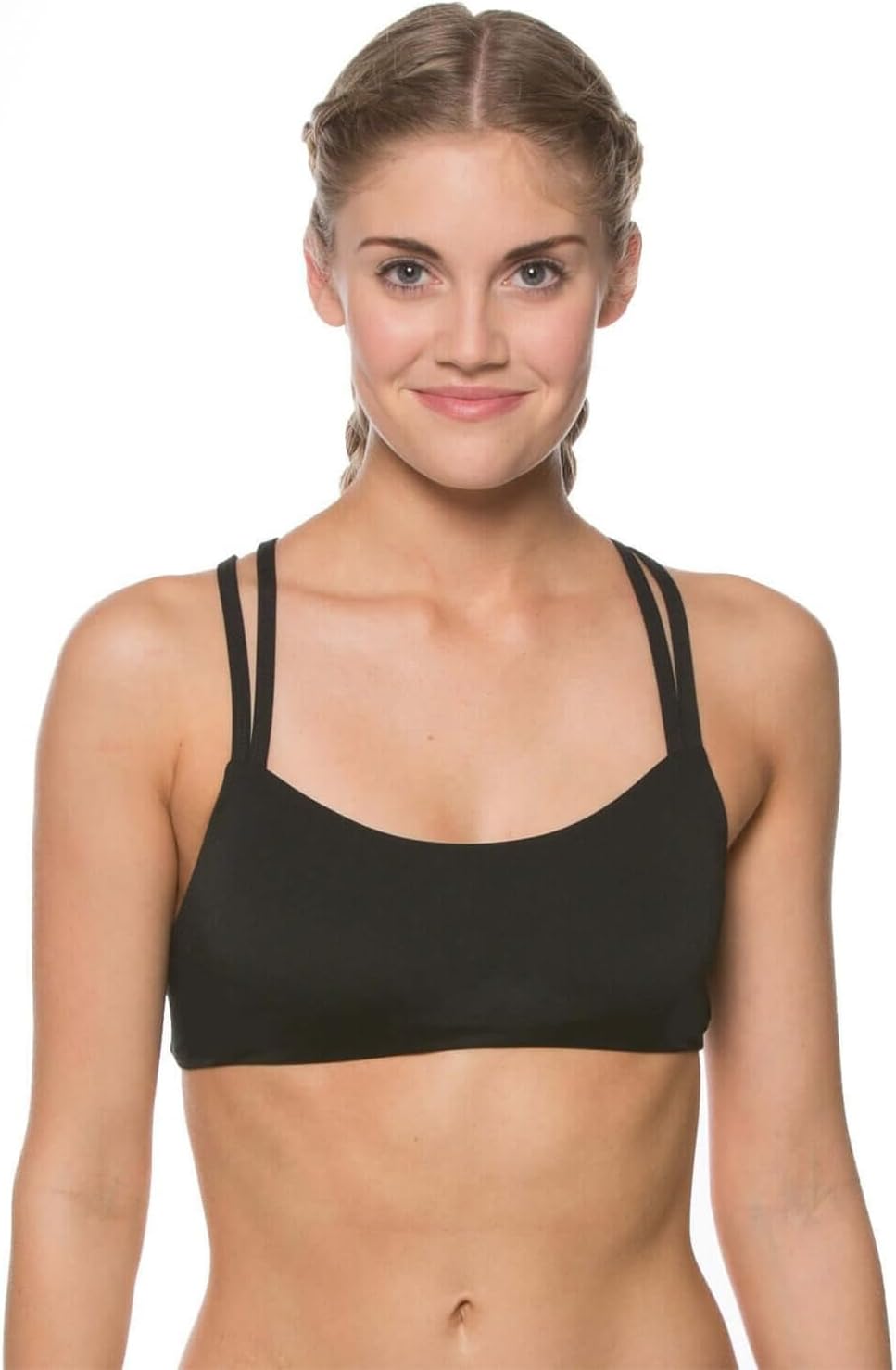 JOLYNFendrick Fixed-Back Athletic Bikini Top for Competitive Swimming, Lifeguarding, Full Coverage Women's Swimsuit Top