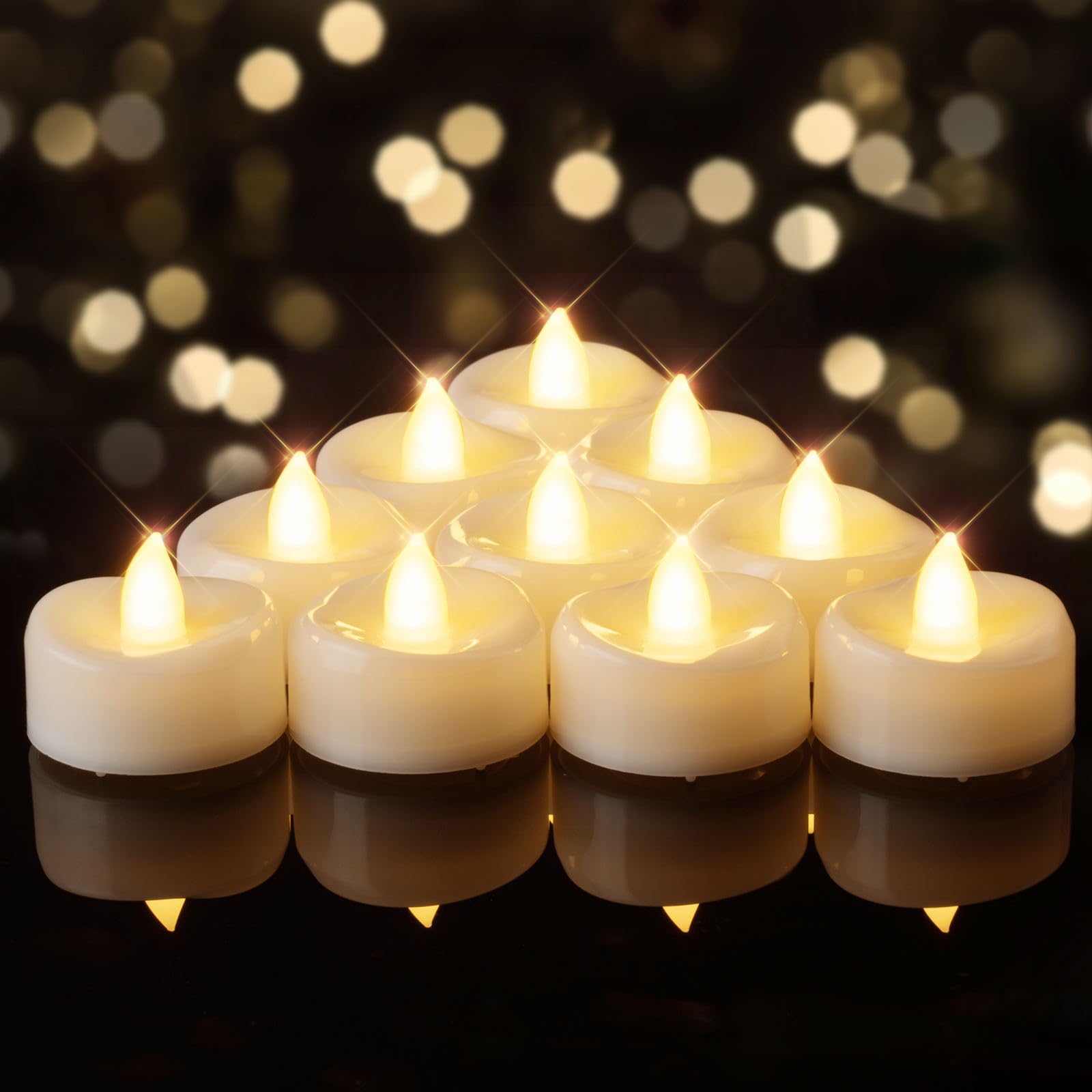 BEICHI Candele senza fiamma, confezione da 12/24/50/100/150 lumini a batteria, senza tremolio, candele votive a LED, per Halloween, Natale, matrimoni, casa (confezione da 12, bianco caldo)