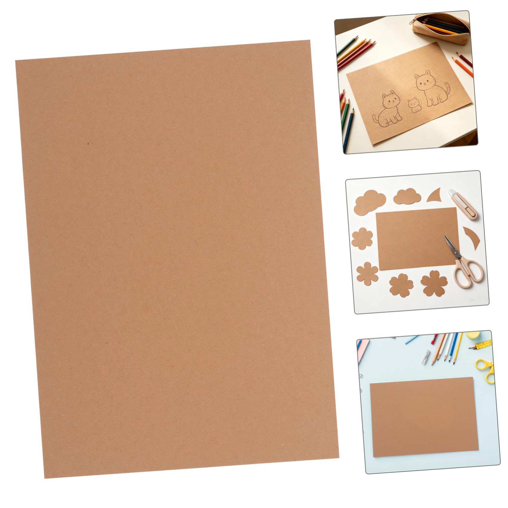 Tofficu 120 Fogli Cartoncino Kraft Marrone Khaki Resistente a Pieghe e Strappi per Creazione Biglietti e Fai da Te, Formato A4 6 Fogli per Scrapbooking e Progetti Artistici