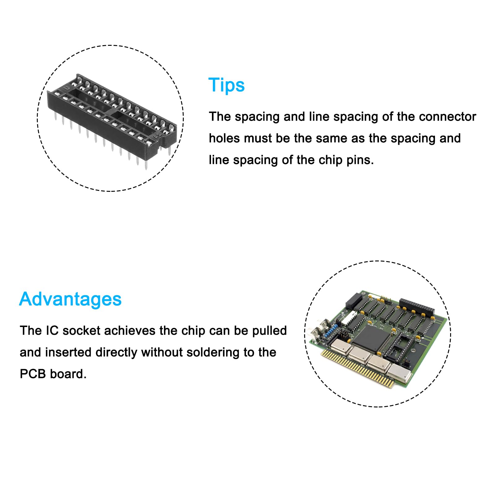 Produktbild von QUARKZMAN 50 Stück DIP-IC-Sockel – 24-Pin, 2,54 Mm Raster, Für Breadboard & PCB, Schwarz, Wiederverwendbar