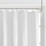 Madison Park Arlo 100% Cotton Shower Curtain, Texture Waffle Weave Design 800 GSM Hotel Quality, Soft Trendy Bathroom Décor, Machine Washable, Bathtub Fabric Privacy Screen, 72" x 72", White