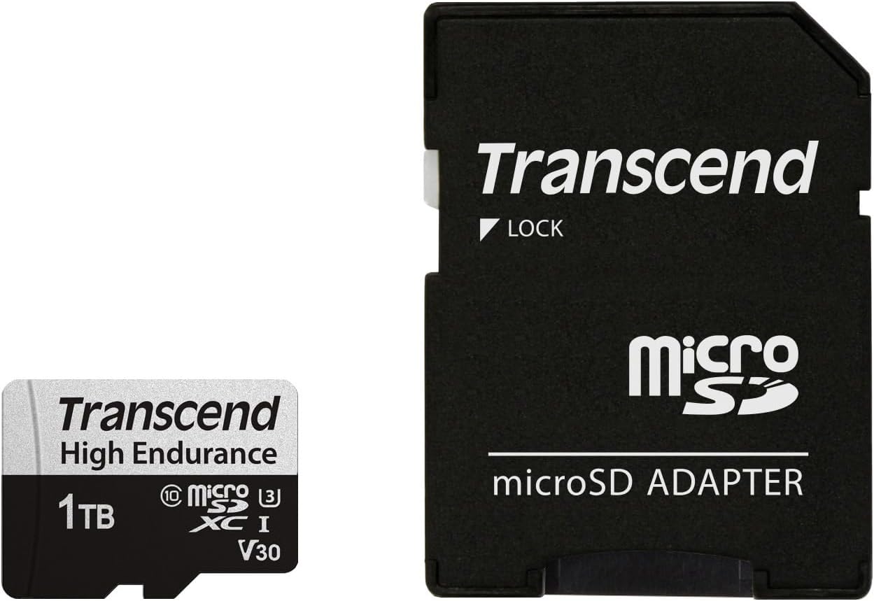 Transcend Heavy Duty MicroSD 1TB UHS-I U3 V30 Class 10 Dash Cam for Security Camera Nintendo Switch Confirmed with SD Card Converter Adapter TS1TUSD350V