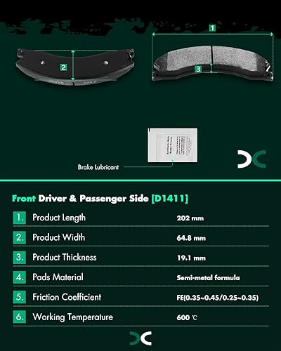 Miniatura 1258 de Kits de frenos y rotores, rotores de freno SCITOO y 8 pastillas de cerámica para 08-12 para Chrysler Town & Country, 08-12 para Dodge Grand Caravan